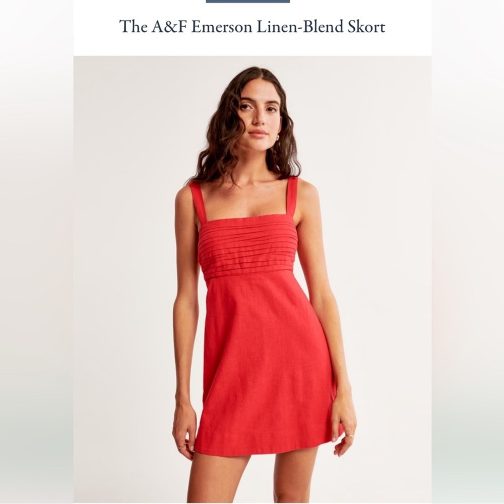 Abercrombie & Fitch Red Linen Emerson Mini Dress